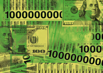 Several billion dollars. Conceptual image with american hundred dollar bills