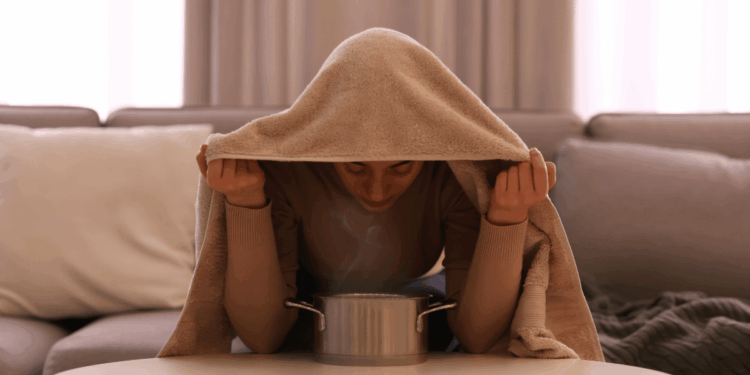 face steam with herbs